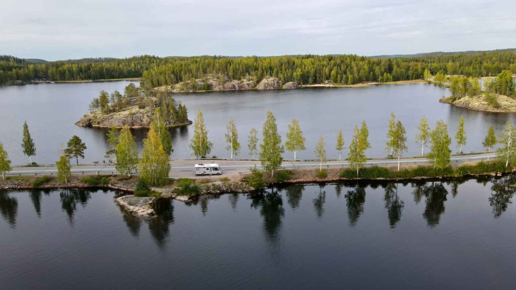 Finland Saimaa Drone 1 Hymer Exsis-i 588 Route51