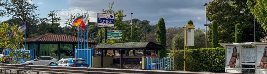 Italie Rome Camping Village Flaminio Ingang Hymer ML-T 570 4x4 Offroad Offgrid Route51