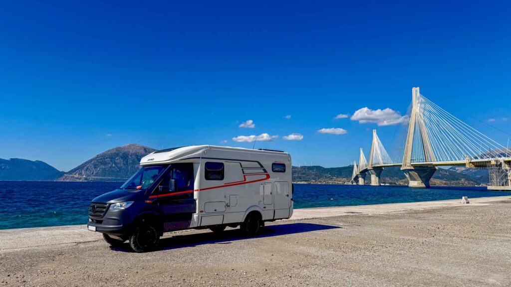 Griekenland Rio Brug Parking Hymer ML-T 570 4x4 Offroad Offgrid Route51